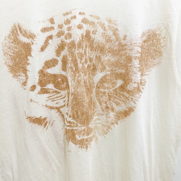 Wildfox Baby Cheetah and Claw Sparkle Tee Sheer Off White XS - Picture 3 of 13